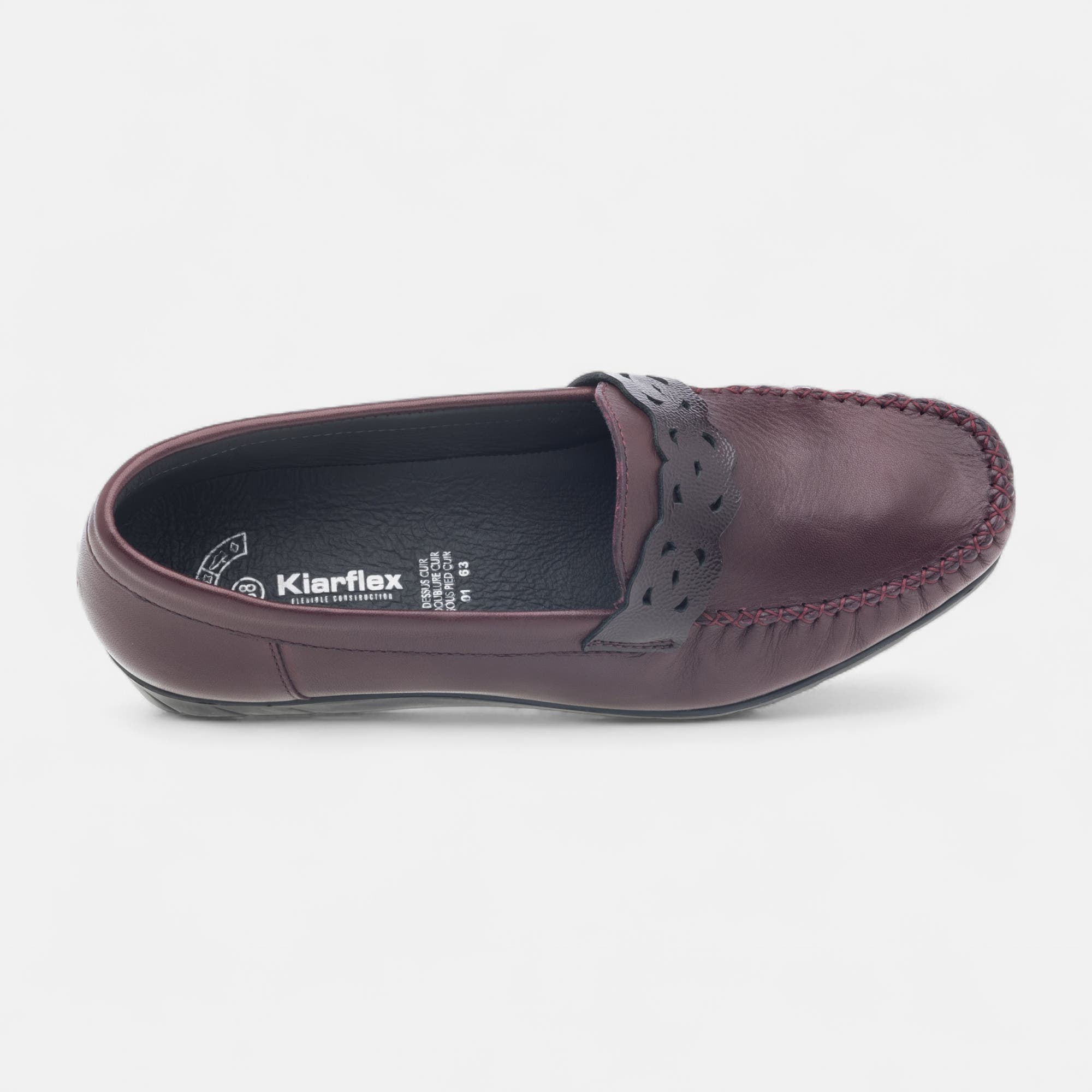 Mocassins pieds sensibles Femme en cuir bordeaux