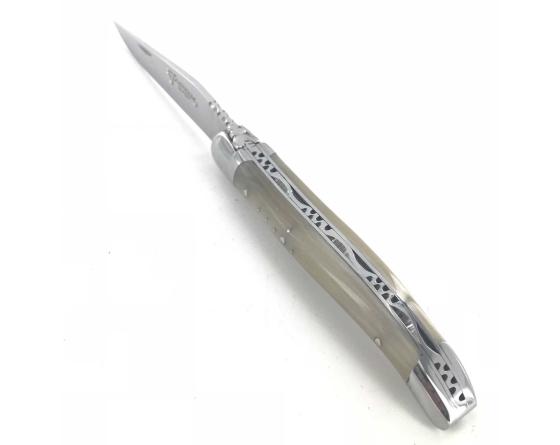 Laguiole 10 cm Corne Blonde - 2 mitres Couteau de poche par Laguiole en Aubrac