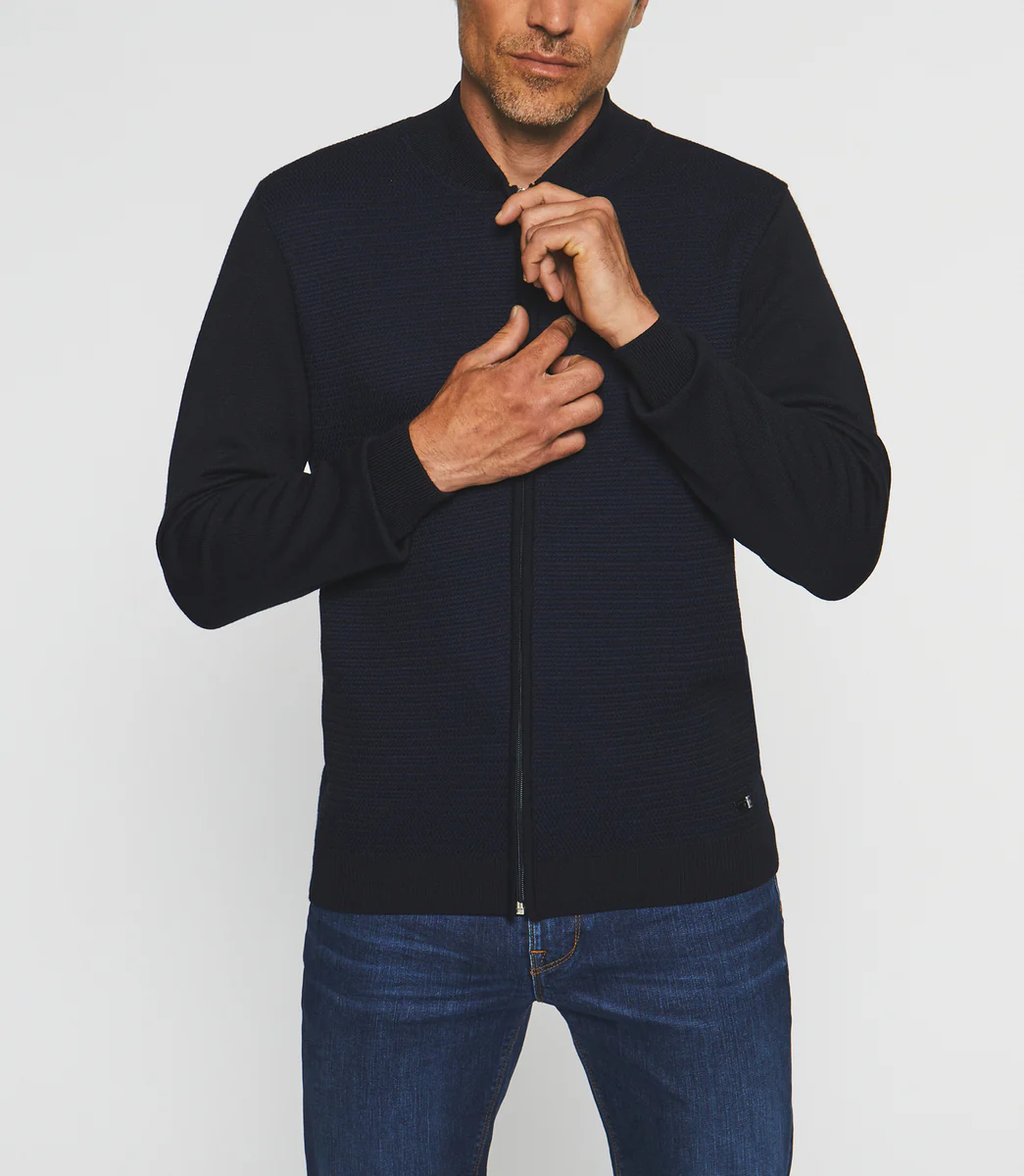 Gilet zippé col teddy marine BAO
