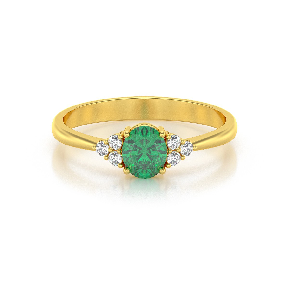 Bague ADEN Or 585 Jaune Emeraude et diamants 2.20grs