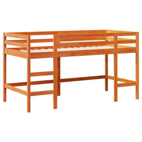 vidaXL Køyeseng for barn med stige voksbrun 80x200 cm heltre furu