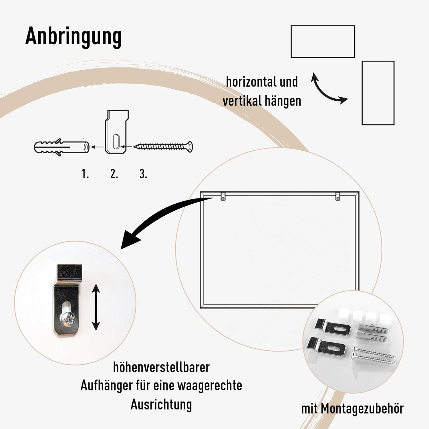 Wandspiegel, 70 x 170 cm, Holz (MDF), Weiß, Ganzkörperspiegel für alle Wohnbereiche, Hoch- & Querformat, anpassbare Aufhänger, Oslo