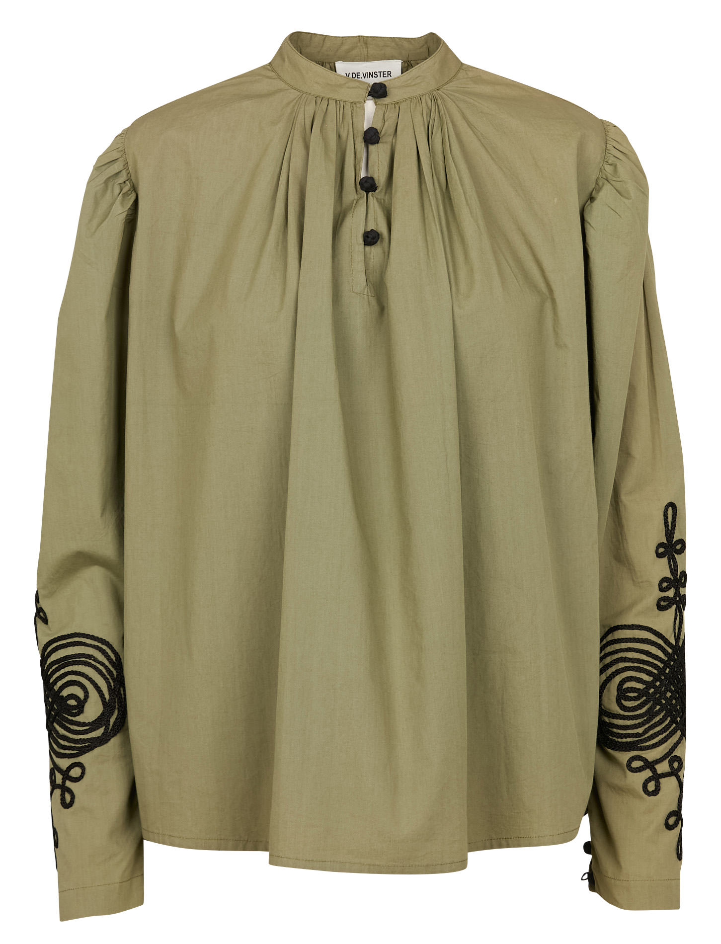 EGO - Blouse ample col rond brodée en coton| Kaki