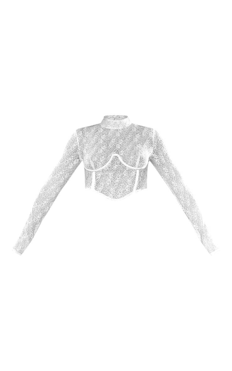 Crème Top Corset À Détail Buste En Dentelle Texturée