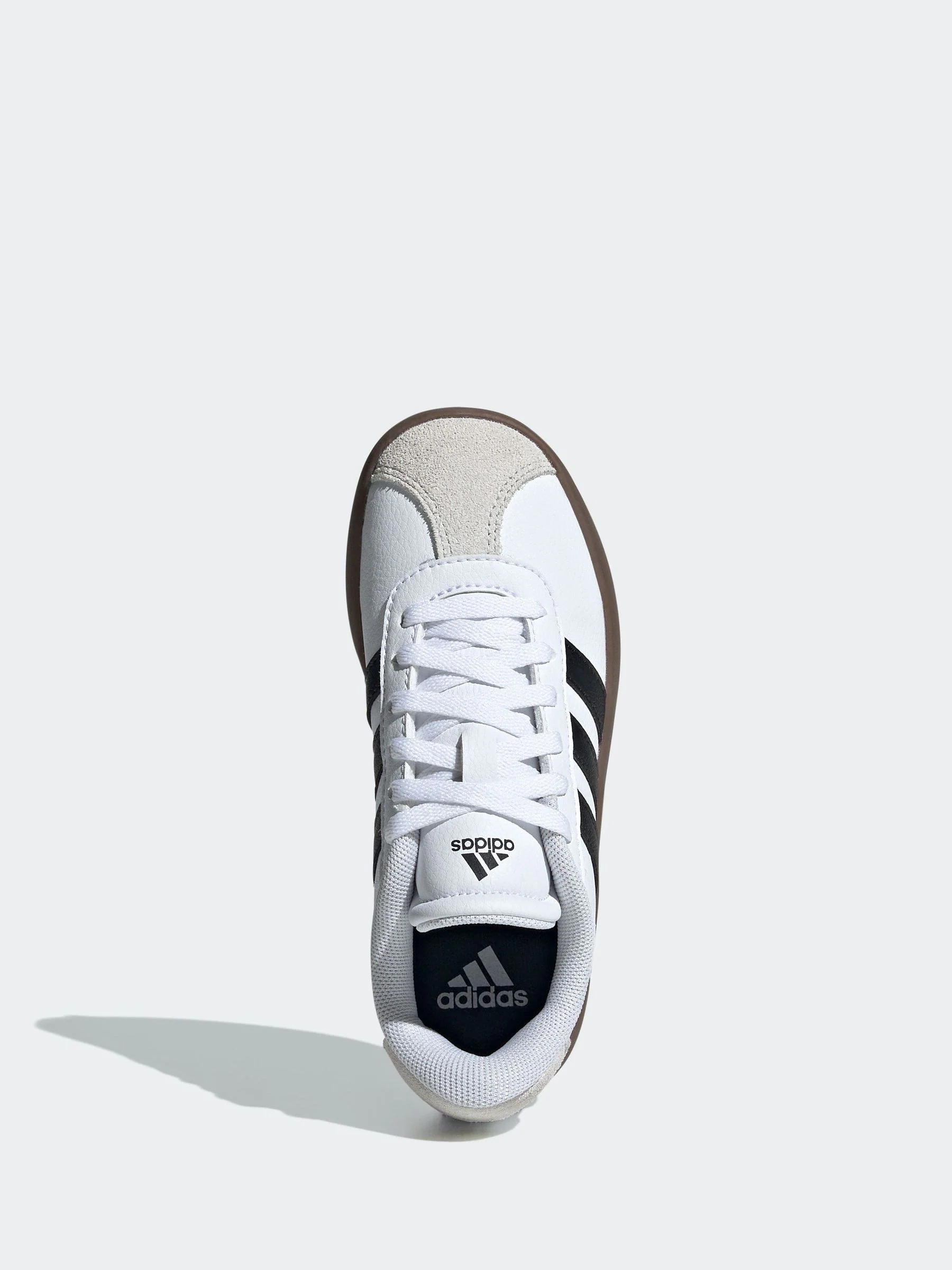 Wit/zwart - adidas Vl Court 3.0 Suède sneakers met veters voor kinderen