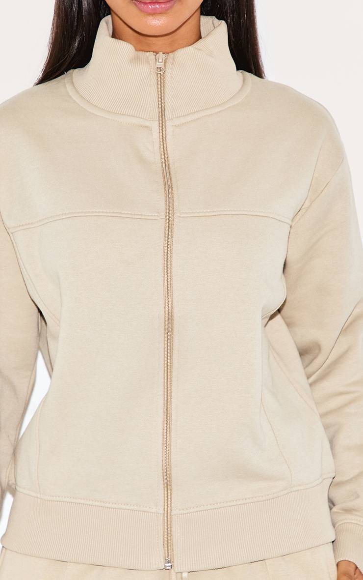 Gris Galet Haut De Survêtement Zippé À Détails De Coutures Petite