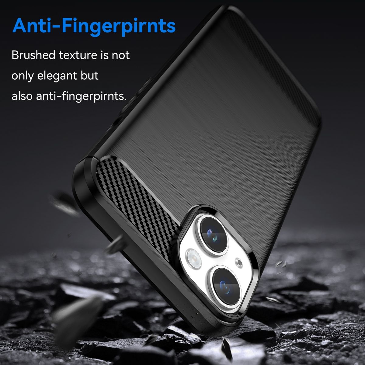 Hülle Handy Schutz für Apple iPhone 15 Plus Case Cover Tasche Etui Carbon Bumper