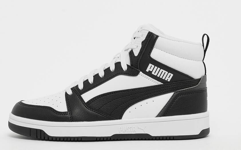 Puma Rebound V6 Mid Jr White Black shadow Gray (gs) Fashion sneakers Schoenen weiß maat: 37.5 beschikbare maaten:37.5 38.5 39