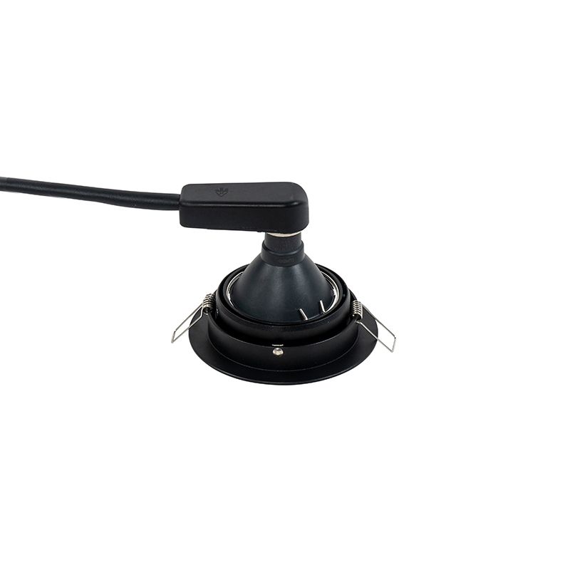 Set van 6 Ronde inbouwspot zwart verstelbaar - Chuck 70