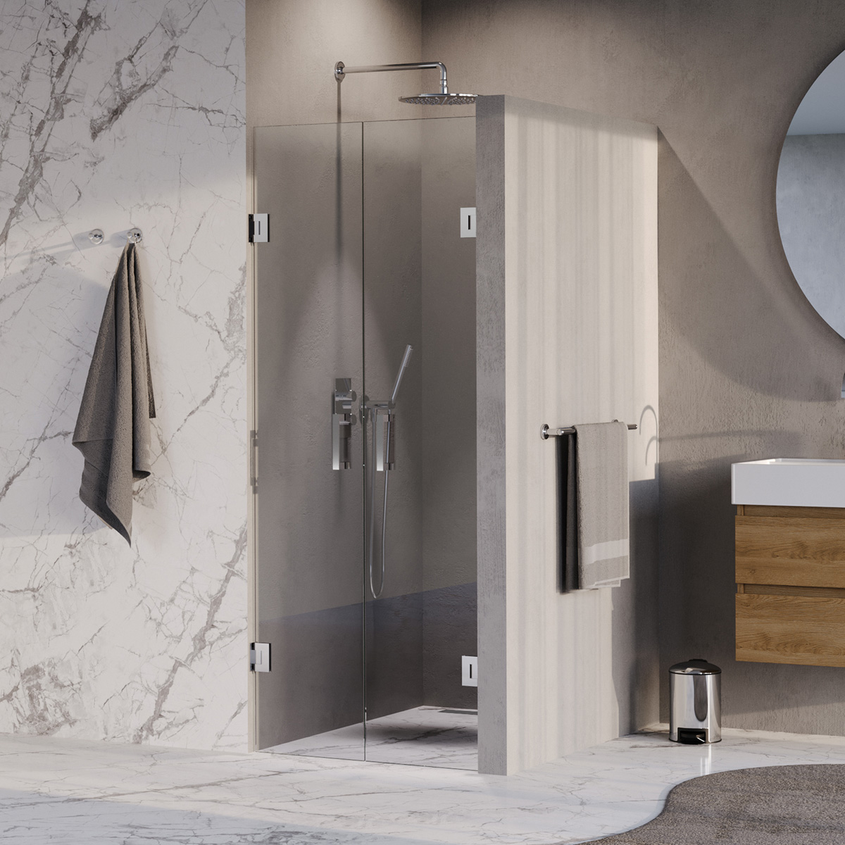 Brauer Void profielloze pendeldeuren 80cm chroom