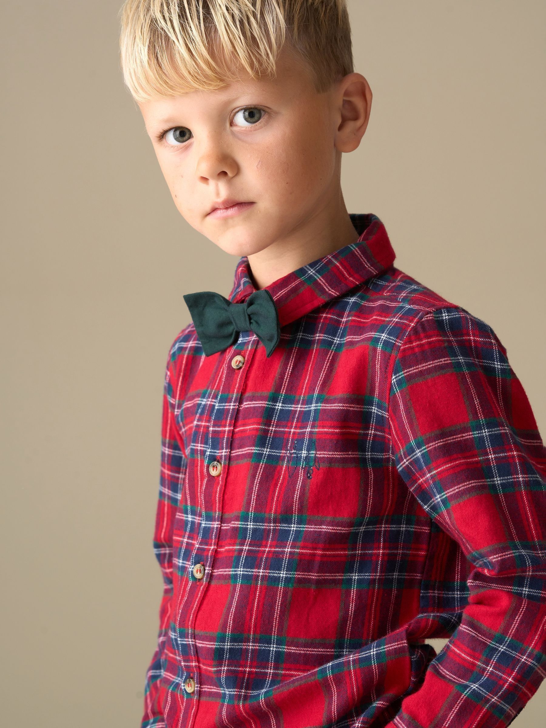 Rood - Angel & Rocket Camden Brushed Shirt With Bow Tie