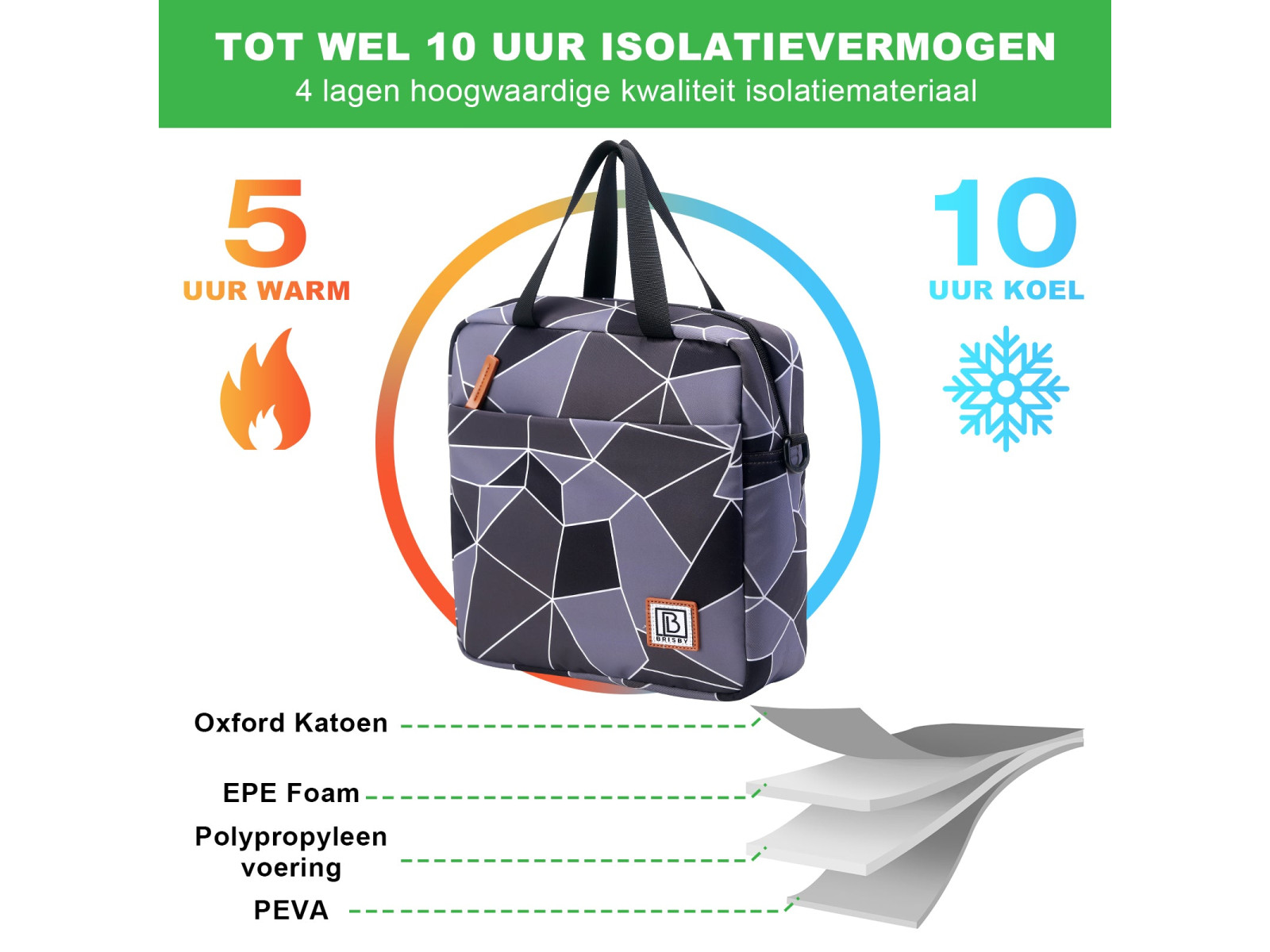 Brisby Grijs en Zwart 7 liter koeltas