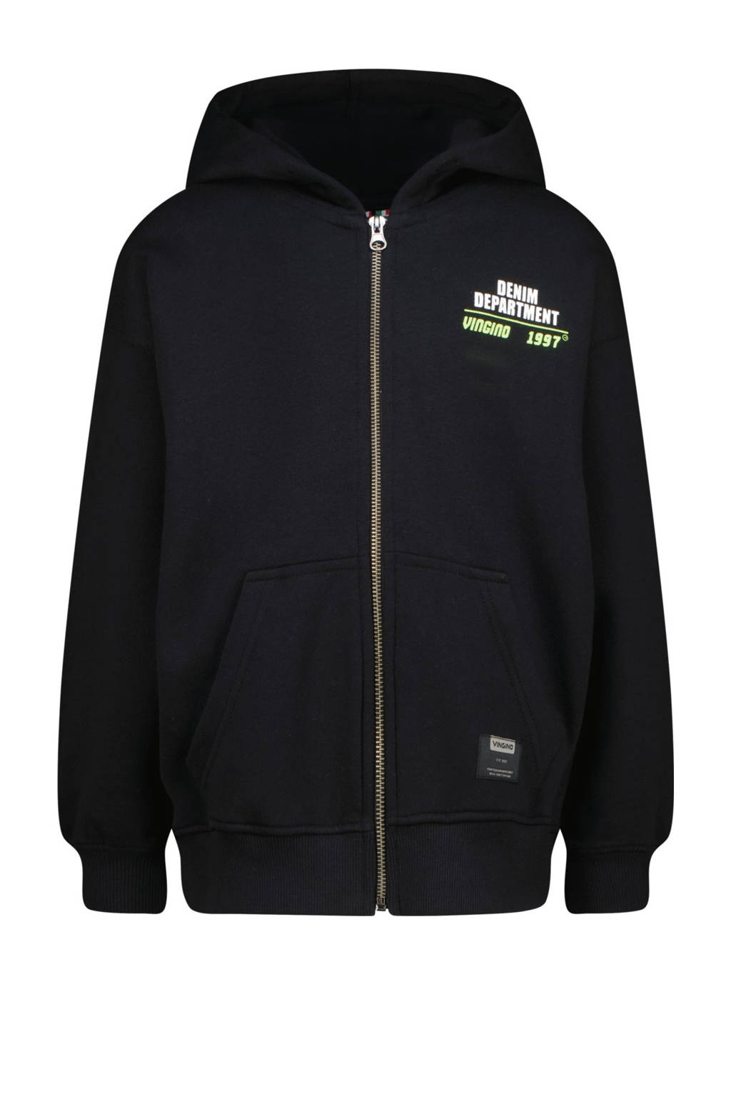Vingino sweatvest Opac met backprint zwart