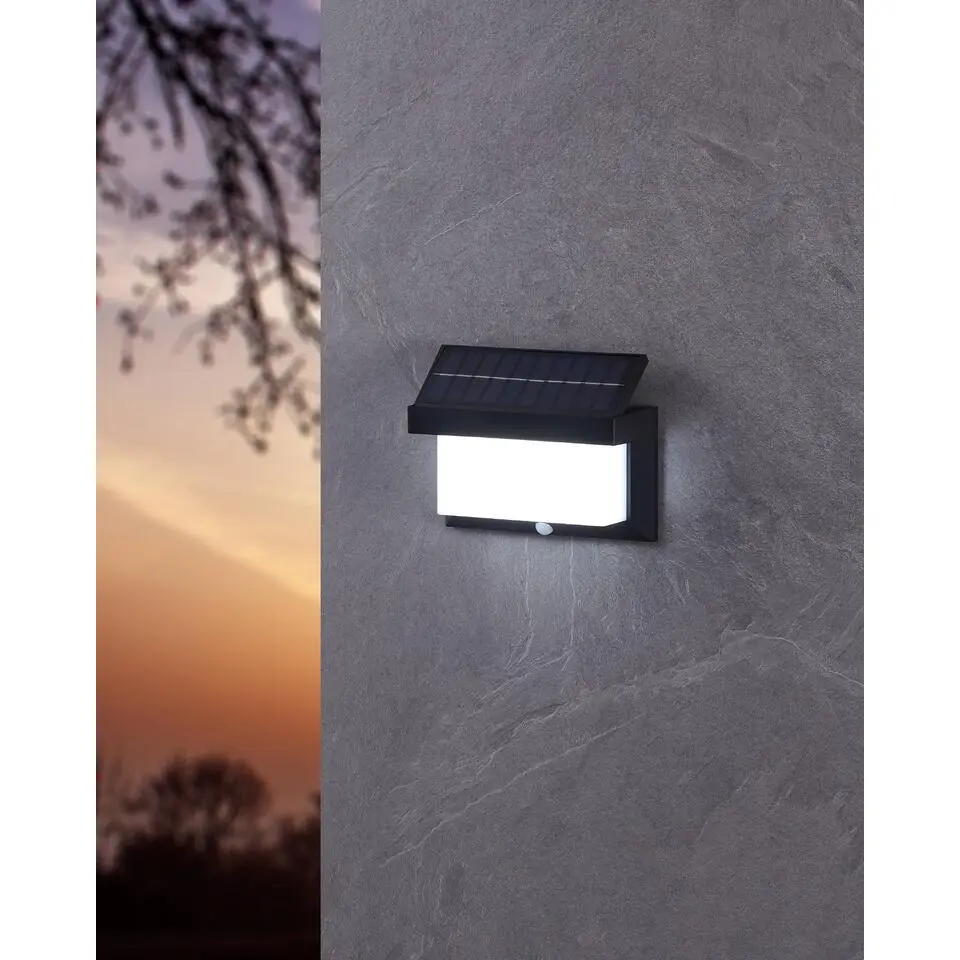 EGLO Utrera Wandlamp - Solar - Zonne-Energie - Zwart - 20 cm