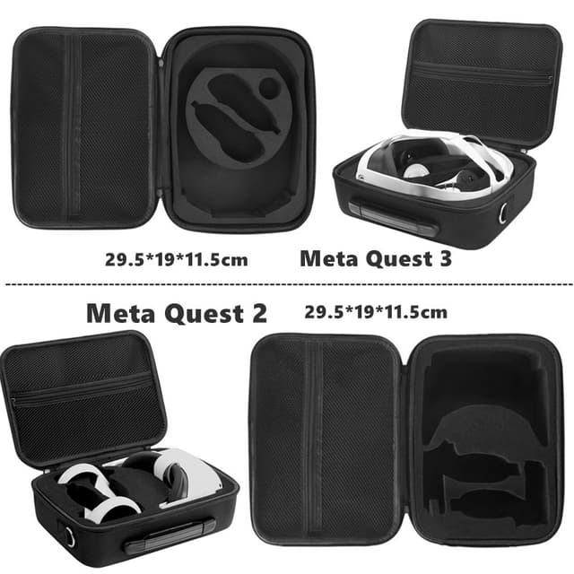 Hård opbevaringstaske kompatibel med Meta Oculus Quest 3 Sort