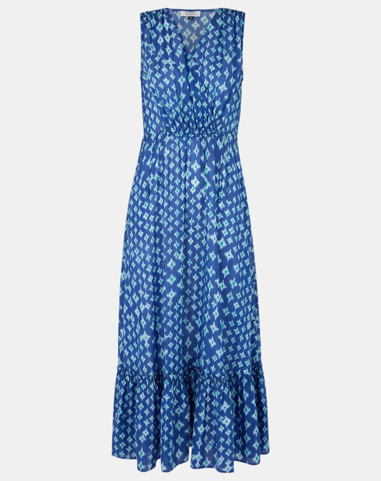 Galeries Lafayette Robe maxi Gloria imprimé bleue
