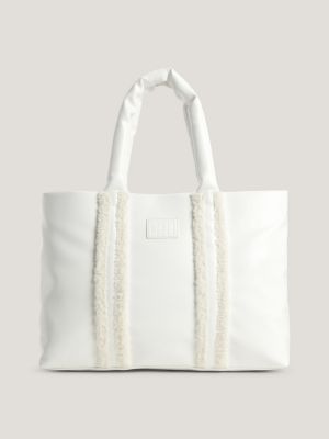 Bolsa média com acabamento em sherpa