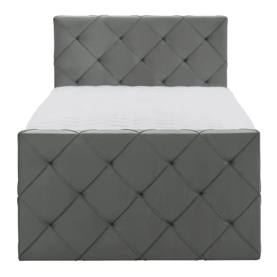 Boxspring met voetbord Liv geruit - grijs - 120x200 cm - slanke poot