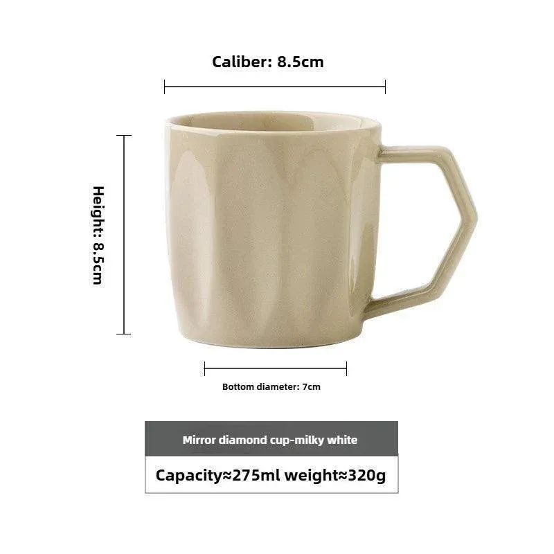 Minimal Retro Mug Cup with Anti-scald Handle | Modern Simple Design Ceramic Kitchenware