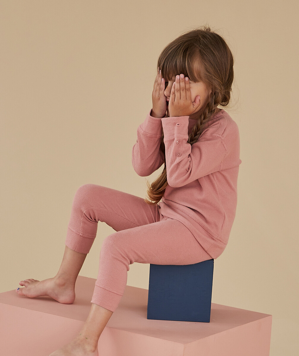 LE LEGGING ÉVOLUTIF CÔTELÉ VIEUX ROSE EN COTON PIMA