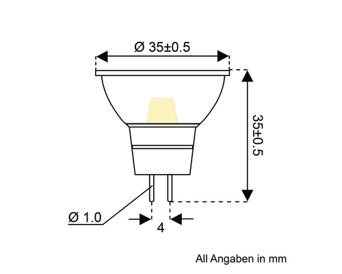 LED reflectorlamp dimbaar MR11 GU4/1,5W 90 lm 2700K warm wit COB spot helder/zilver