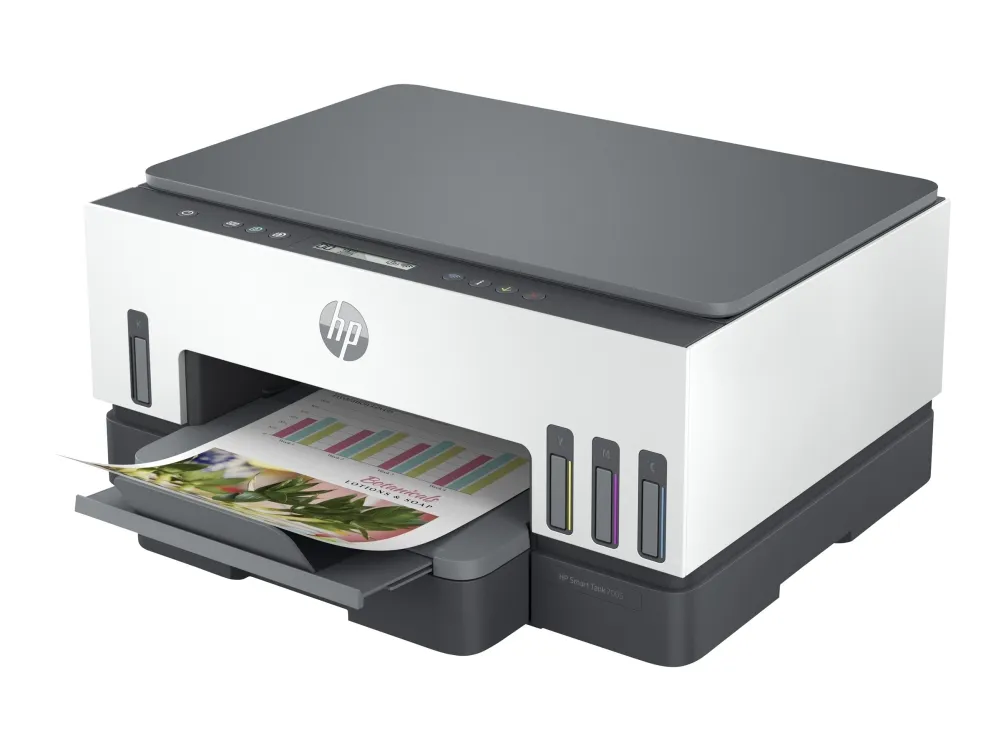 HP Smart Tank 7005 All-in-One - Multifunktionsprinter - farve - blækprinter - kan genopfyldes - Letter A (216 x 279 mm)/A4 (210 x 297 mm) (original) - A4/Legal (medie) - op til 15 spm (udskriver) - 250 ark - USB 2.0, Wi-Fi(ac), Bluetooth