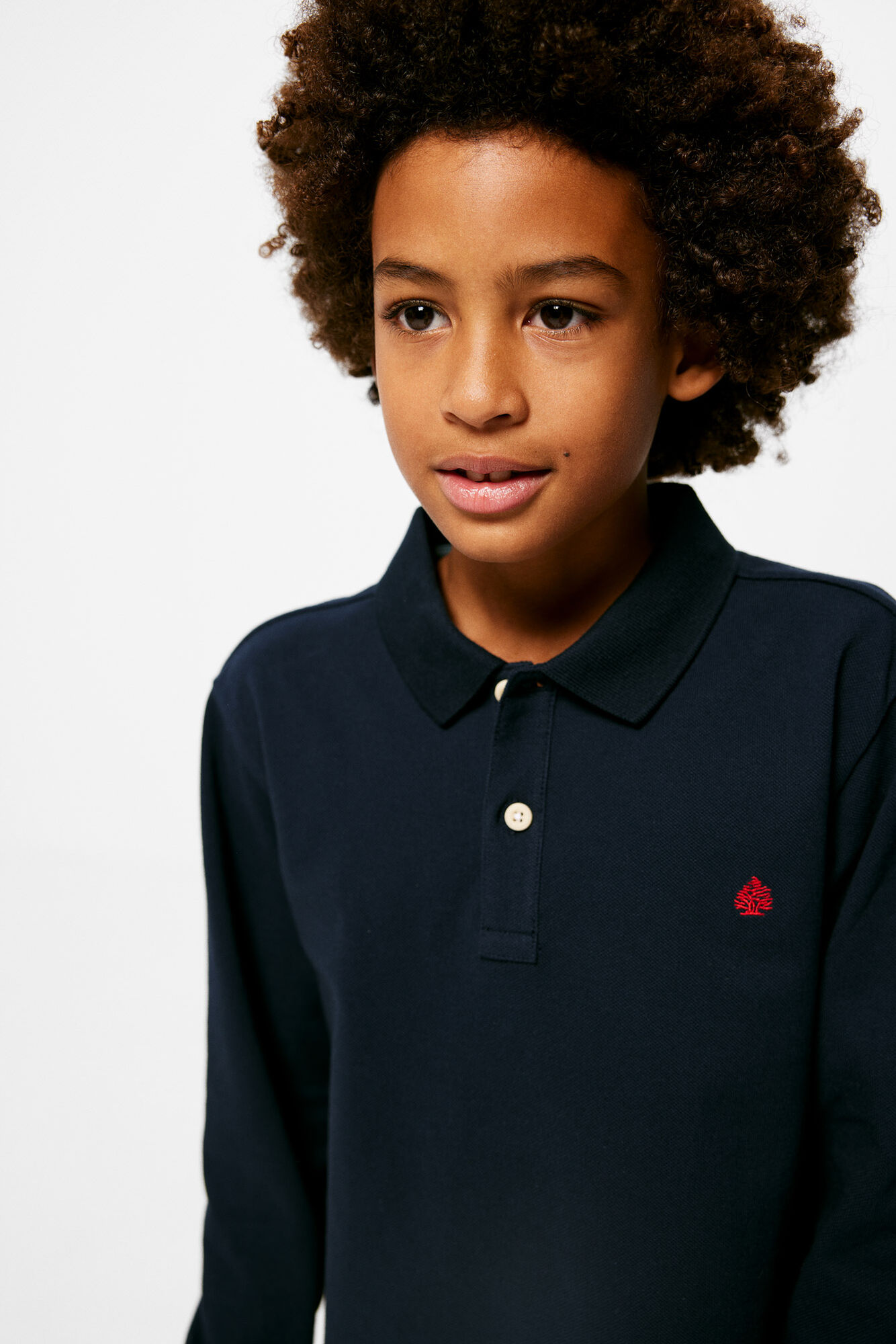 Camisa polo básica de manga comprida para meninos