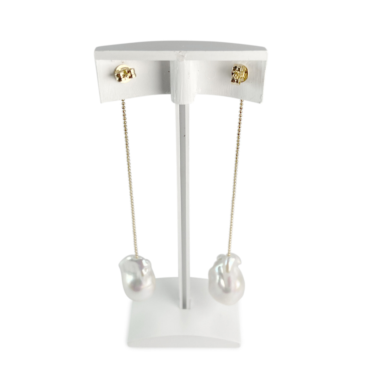 Boucles d'oreilles d'occasion or 750 jaune perles de culture baroques