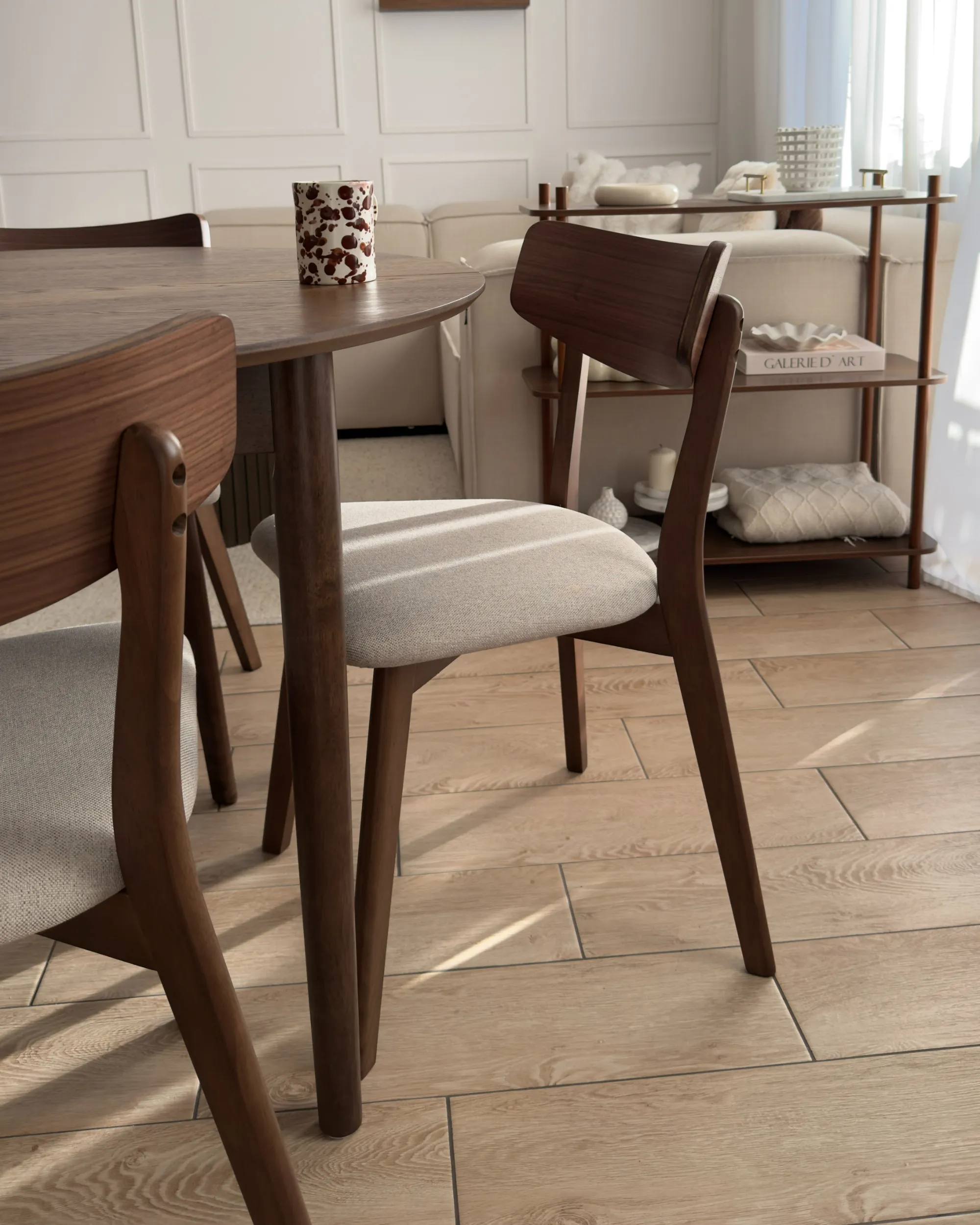Set van 2 eetkamerstoelen HOPE Hout Donkerbruin/beige