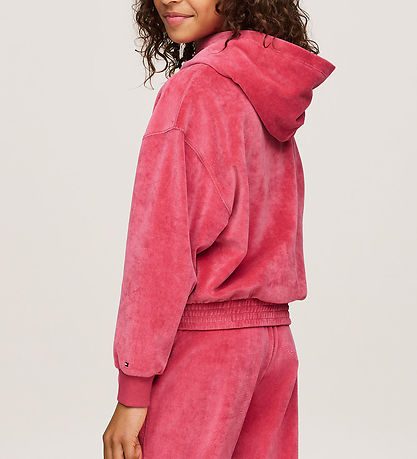 Tommy Hilfiger Kapuzenpullover - Velours - Skript - Erbe Pink