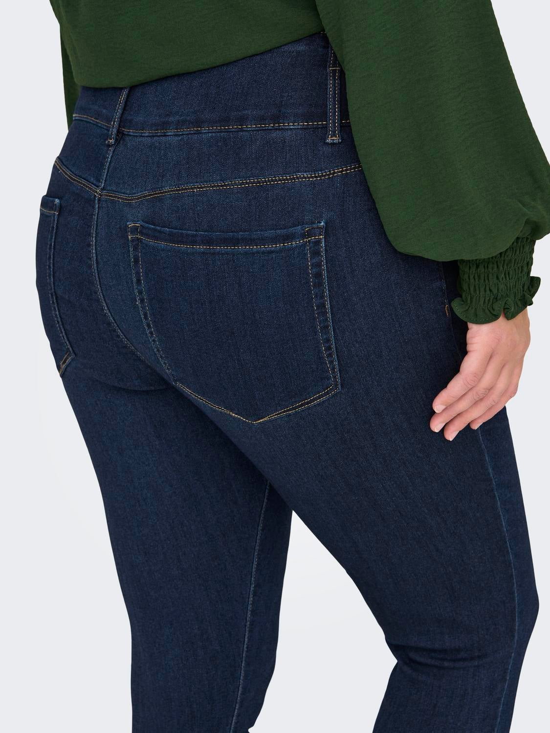CARANNA Mittlere Taille Skinny Fit Jeans Dark Blue Denim