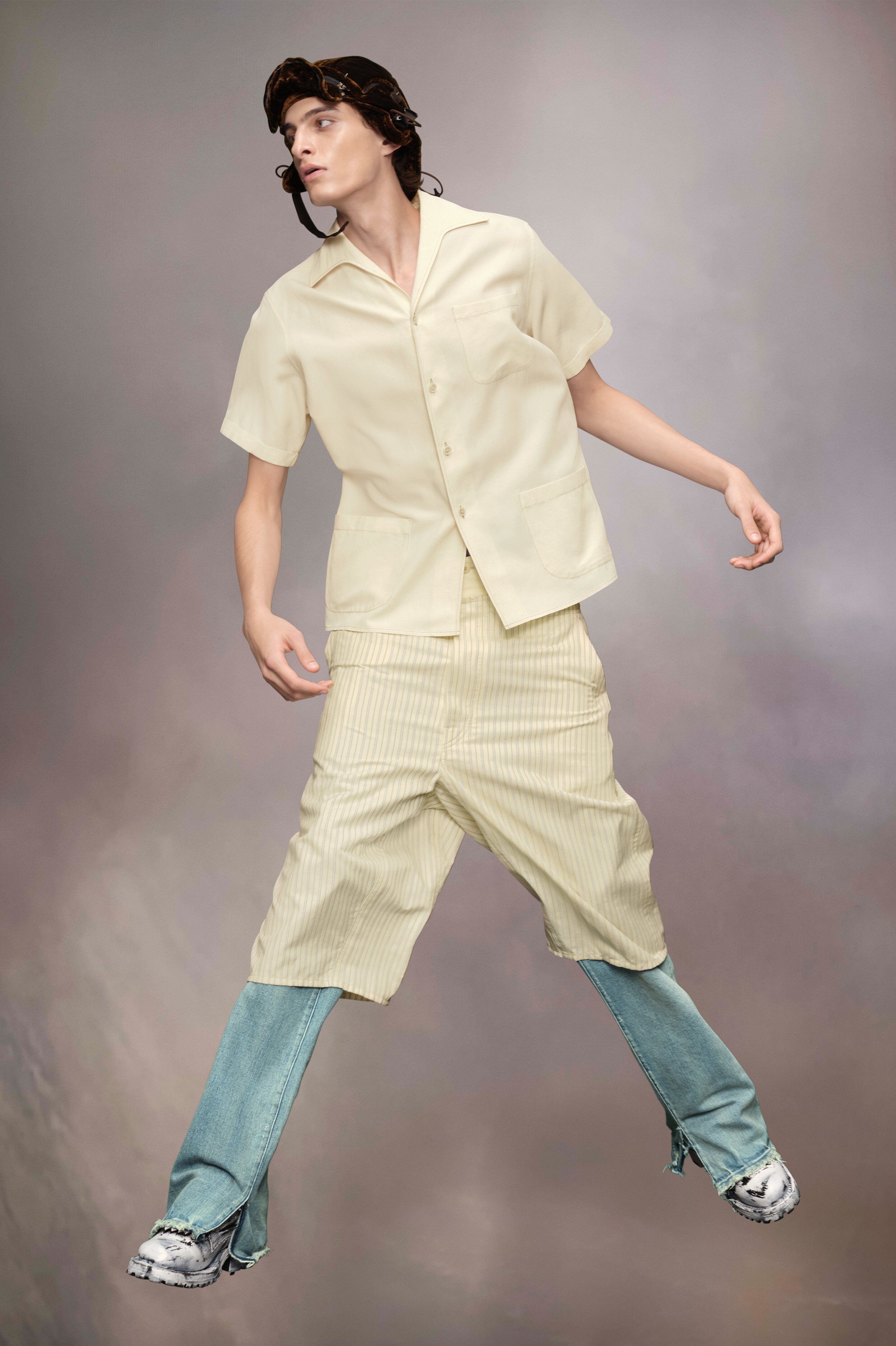 Chemise à manches courtes Rose beige