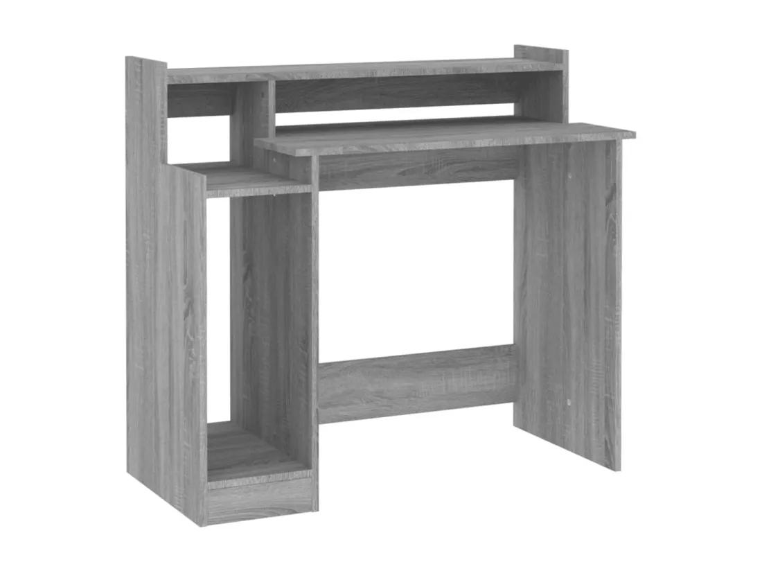 Bureau et lumières LED Sonoma gris 97x45x90cm Bois d'ingénierie