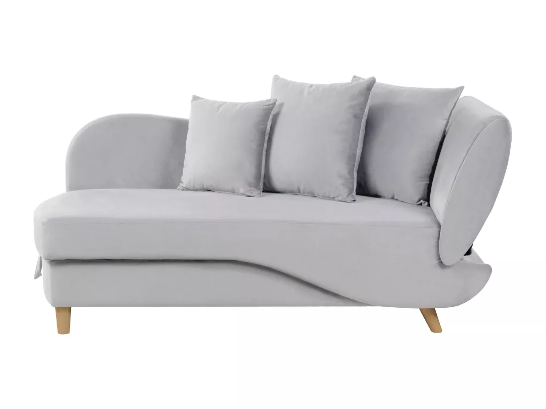 Chaise longue en velours côté droit gris clair