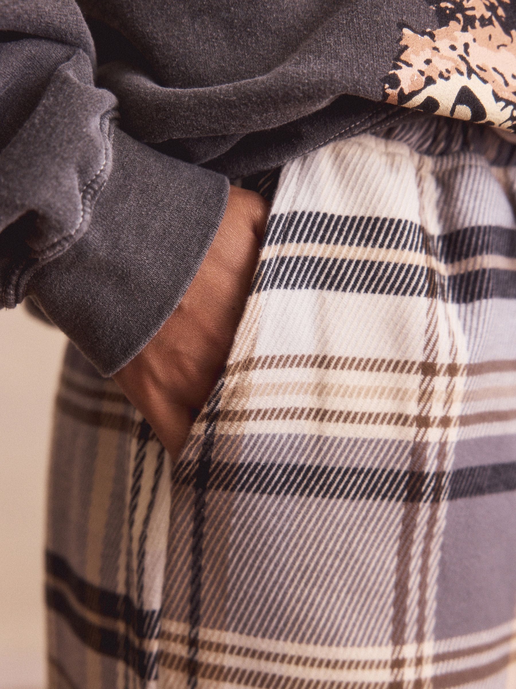 Neutraal geruit - Textured Pyjama Bottoms