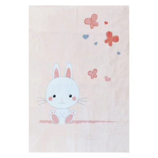 Lapinou plaid microfibre   Rose        100 x 140 cm   de               Domiva