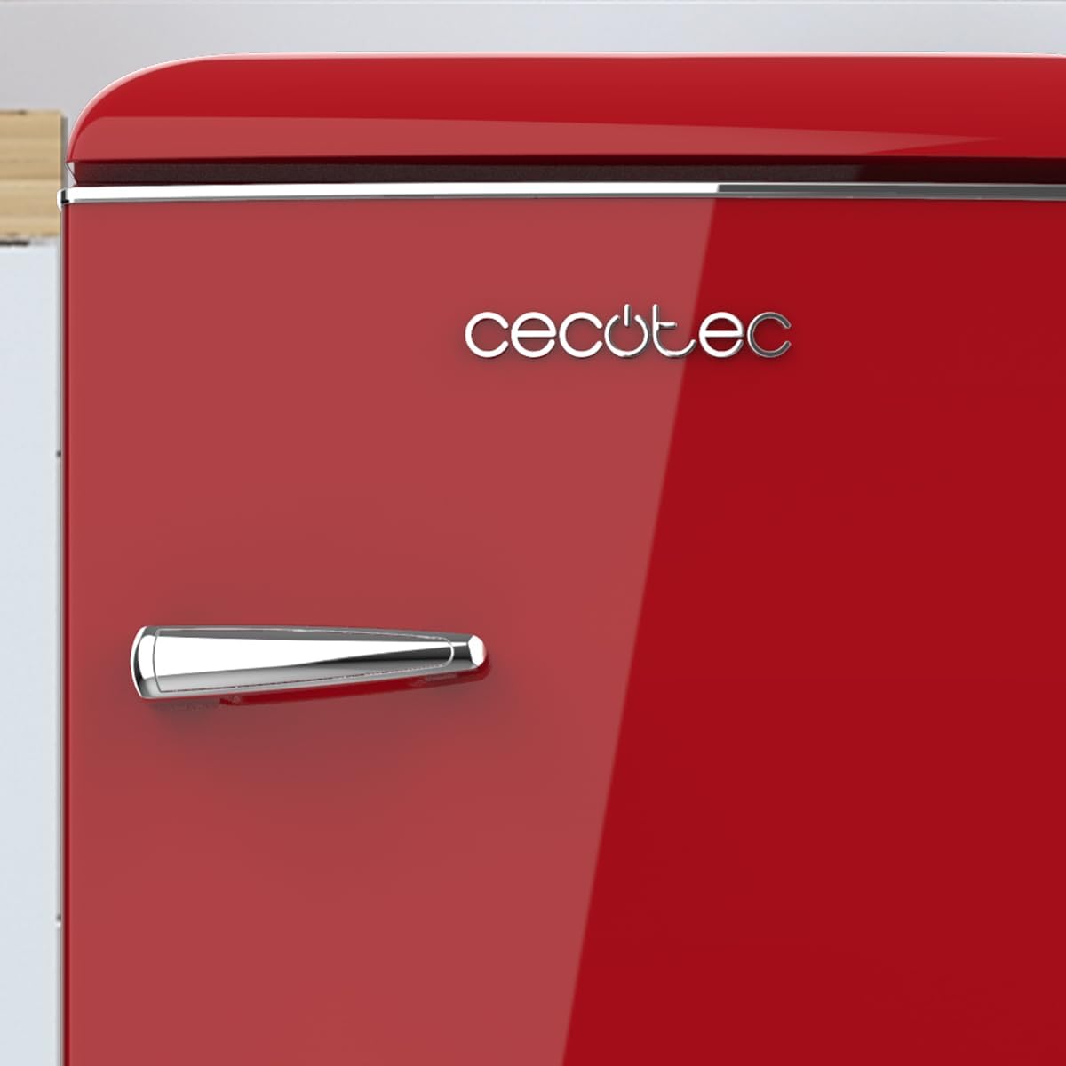 Cecotec Mini Frigo Bolero CoolMarket TT Origin 45 Rouge. Réfrigérateur de Table Rétro 45L, 55 cm de Haut, 44,7 cm de Large, Classe Énergétique E, Bac à Glaçons et Poignée Chromée, Rouge
