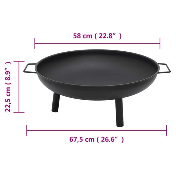 vidaXL Bålfat 67,5x58x22,5 cm stål