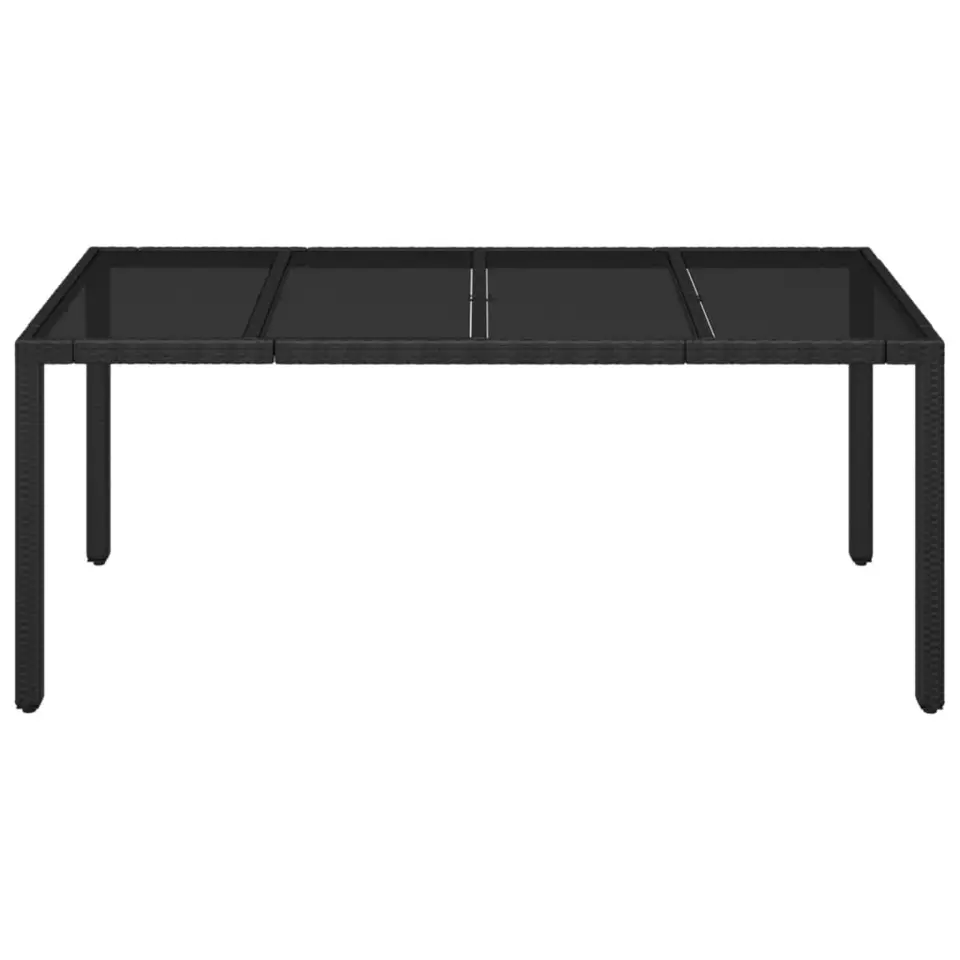 vidaXL - Tuintafel Met Glazen Blad - Zwart - Poly rattan - 190 x 90 x 75 cm