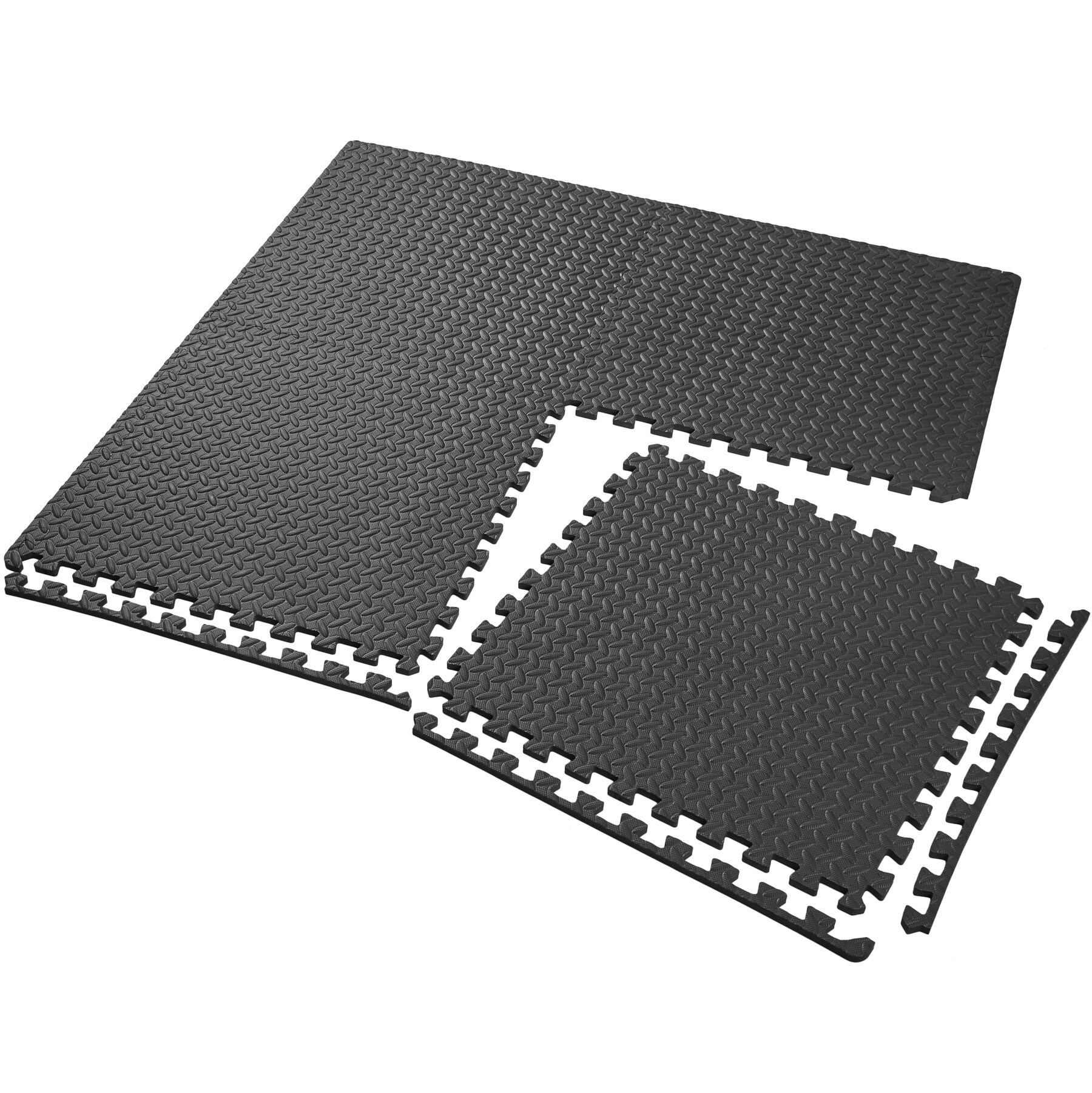 tectake® Schutzmattenset, 12-teilig mit 24 Randstücken, weich und rutschfest, leichte Reinigung und flexibel erweiterbar