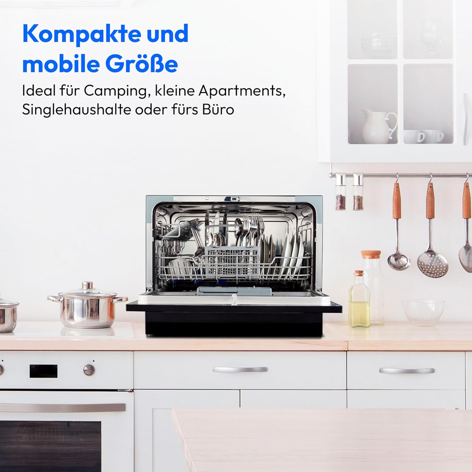 MEDION Tischgeschirrspüler DWT60 (6 Gedecke Fassungsvermögen, 7 Programme, ECO Programm, ca. 6,5 Liter Verbrauch, AquaStop, LED Display, Kindersicherung, MD37496) schwarz