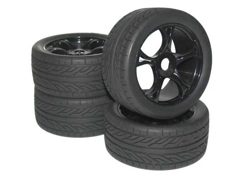 Reely 1:8 Buggy Komplette hjul Street 5 eger Sort 4 stk