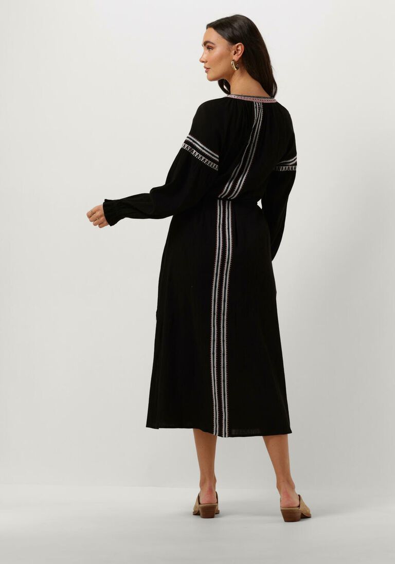 SCOTCH & SODA zwarte scotch & soda midi jurk midi dress with embroidery details