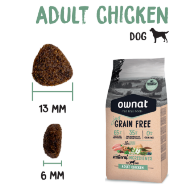 Ownat Just Grain Free Poulet : croquettes sans céréales pour chien adulte