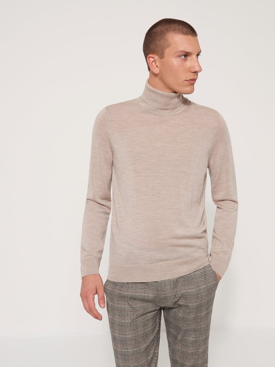 Pull col roulé en laine mérinos