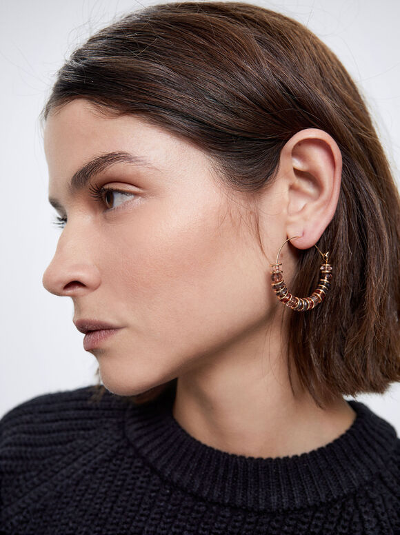 Pendientes Ouro Com Resina - Multicor