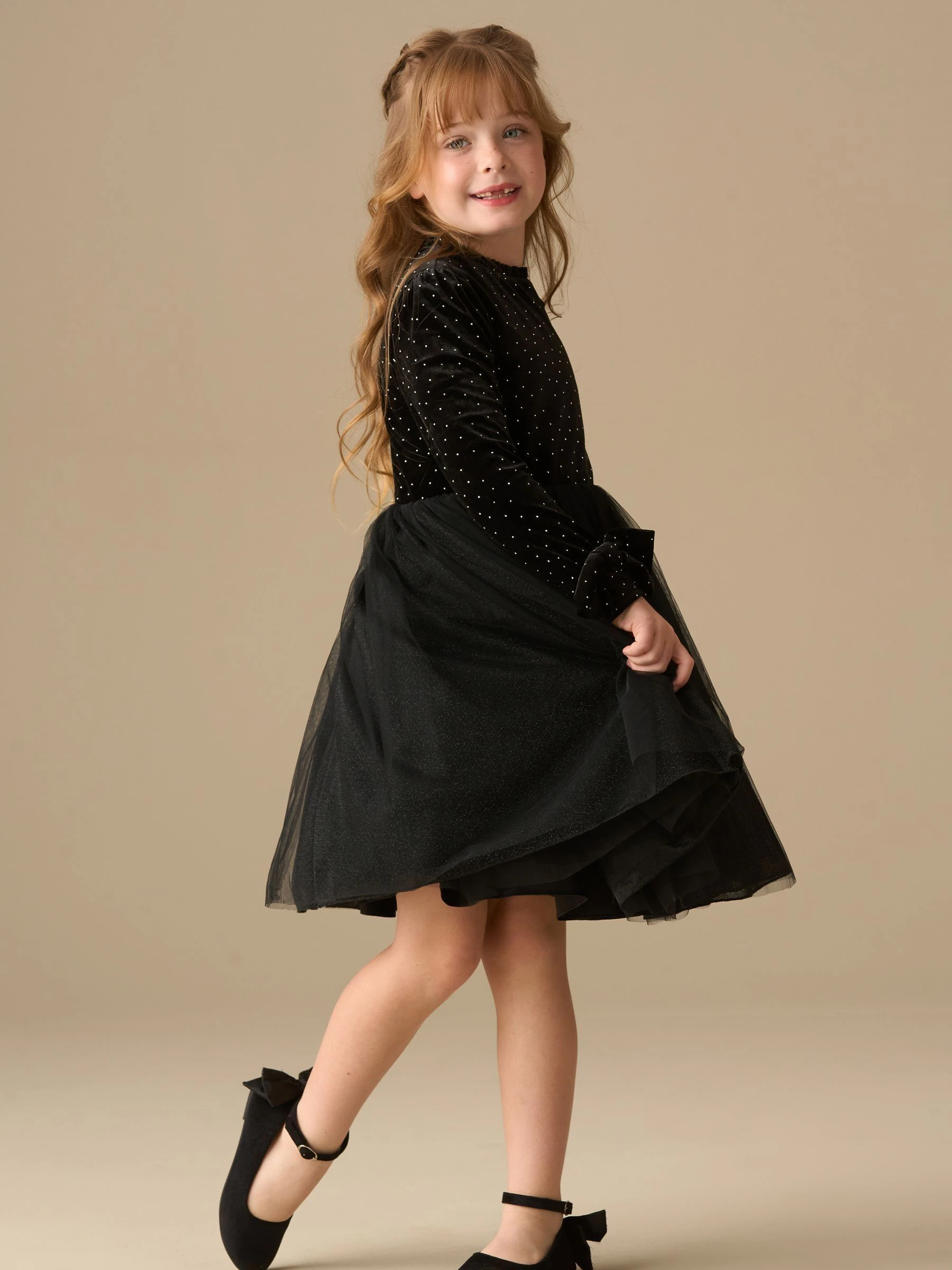 Zwart - Angel & Rocket Elsie Velvet Tulle Dress