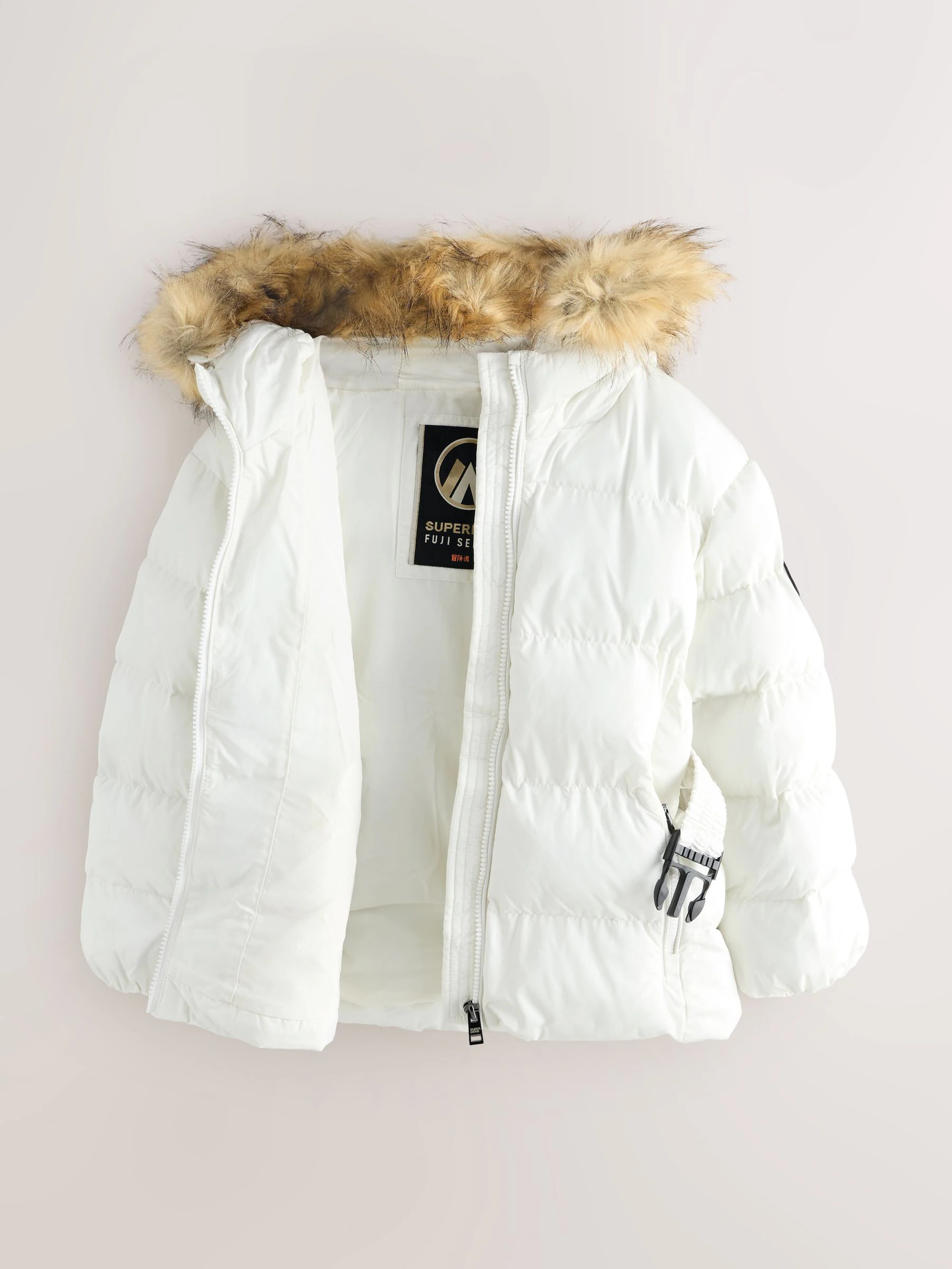Wit - Superdry Belted Puffer Coat