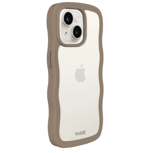holdit Iphone 15/14 Plus Transparent Wavy Cover, Mocha Brown/Transparent