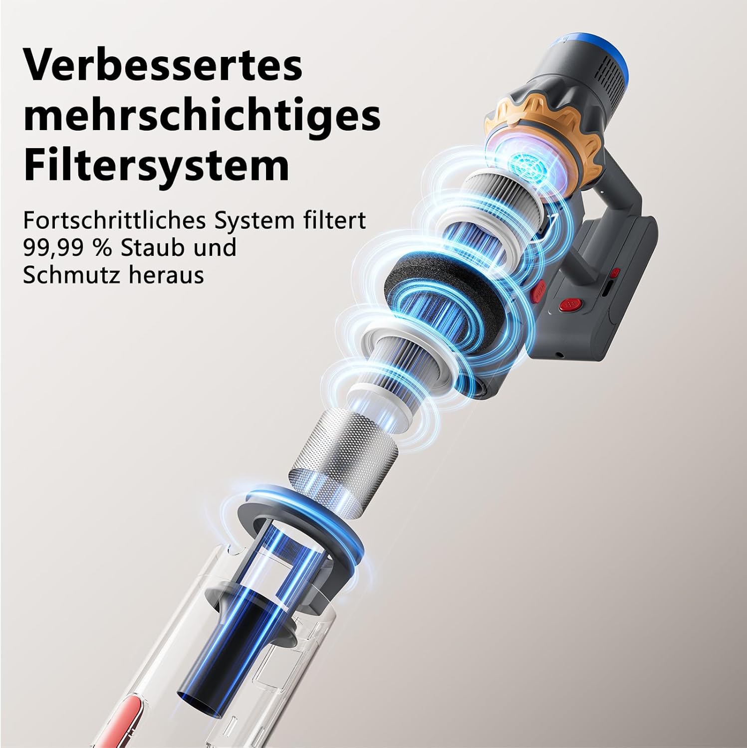 Akku Staubsauger, 58000Pa/450W/65Min Staubsauger Kabellos, Akkustaubsauger mit Display & Grün LED, Akku Stabstaubsauger Kabellos Ultraleise, Cordless Akkusauger für Tierhaare/Teppiche/Boden/Auto